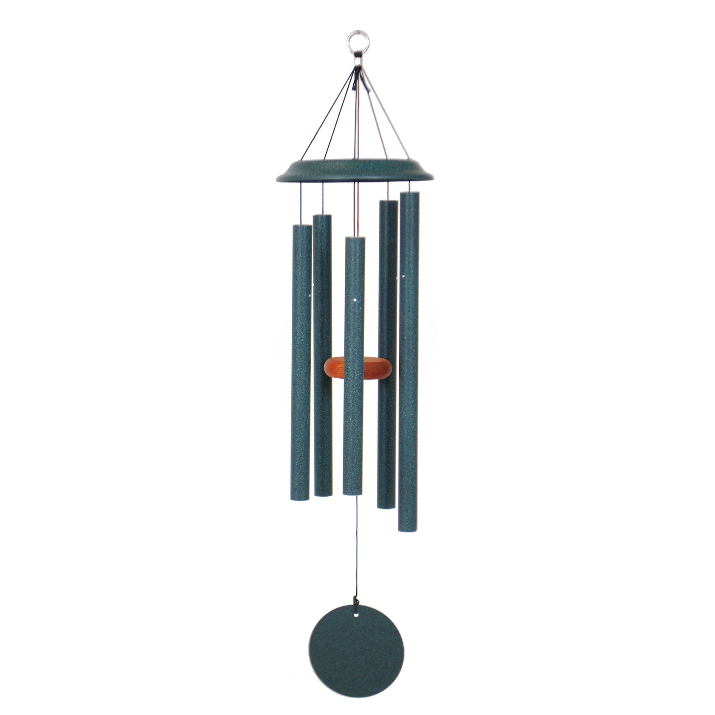 Angel's Song Memorial Chime with eight silver-finish tubes and cherry wood top in premium gift box
