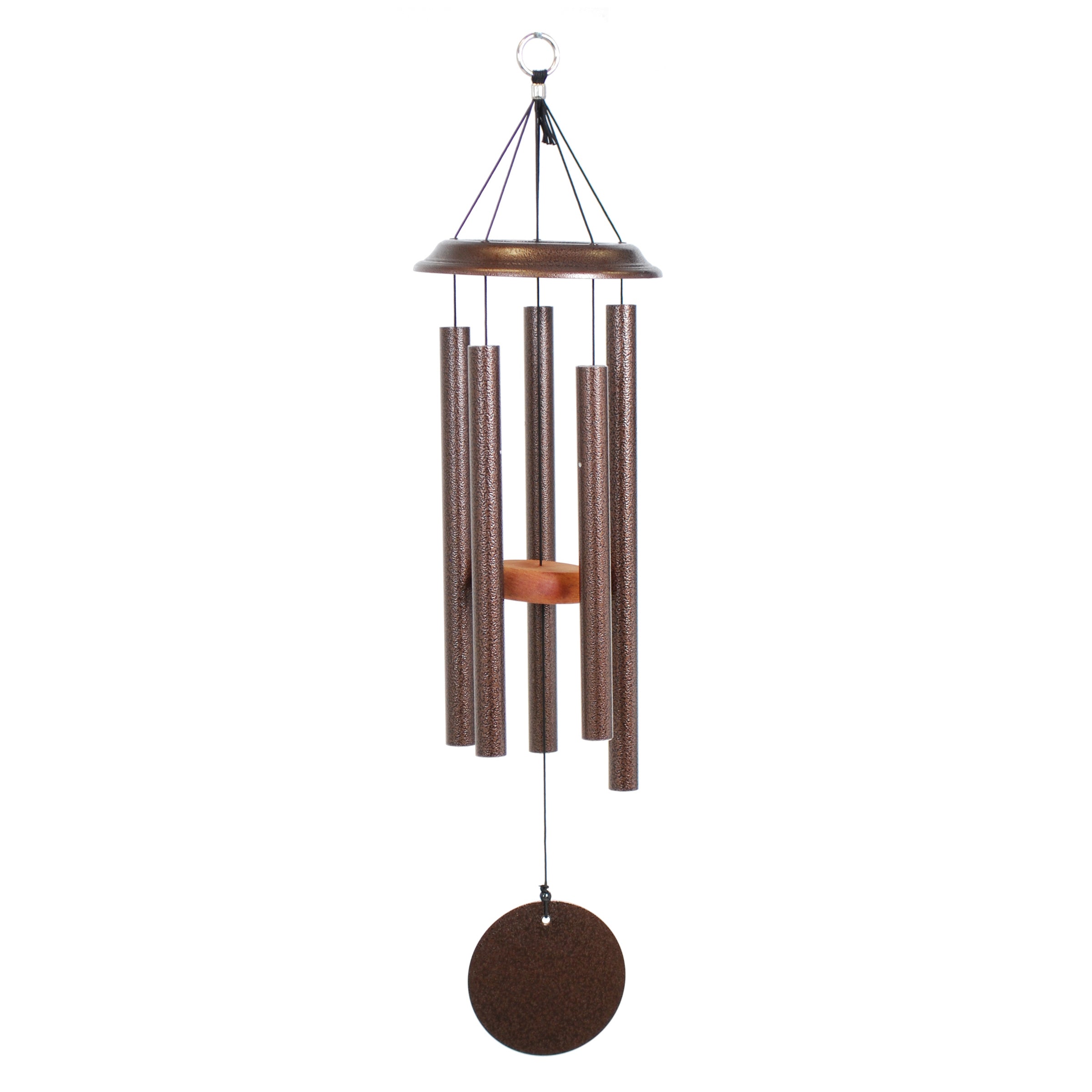 Celebration of Life Wind Chime with six bright aluminum tubes and natural ash wood top, joyful tones