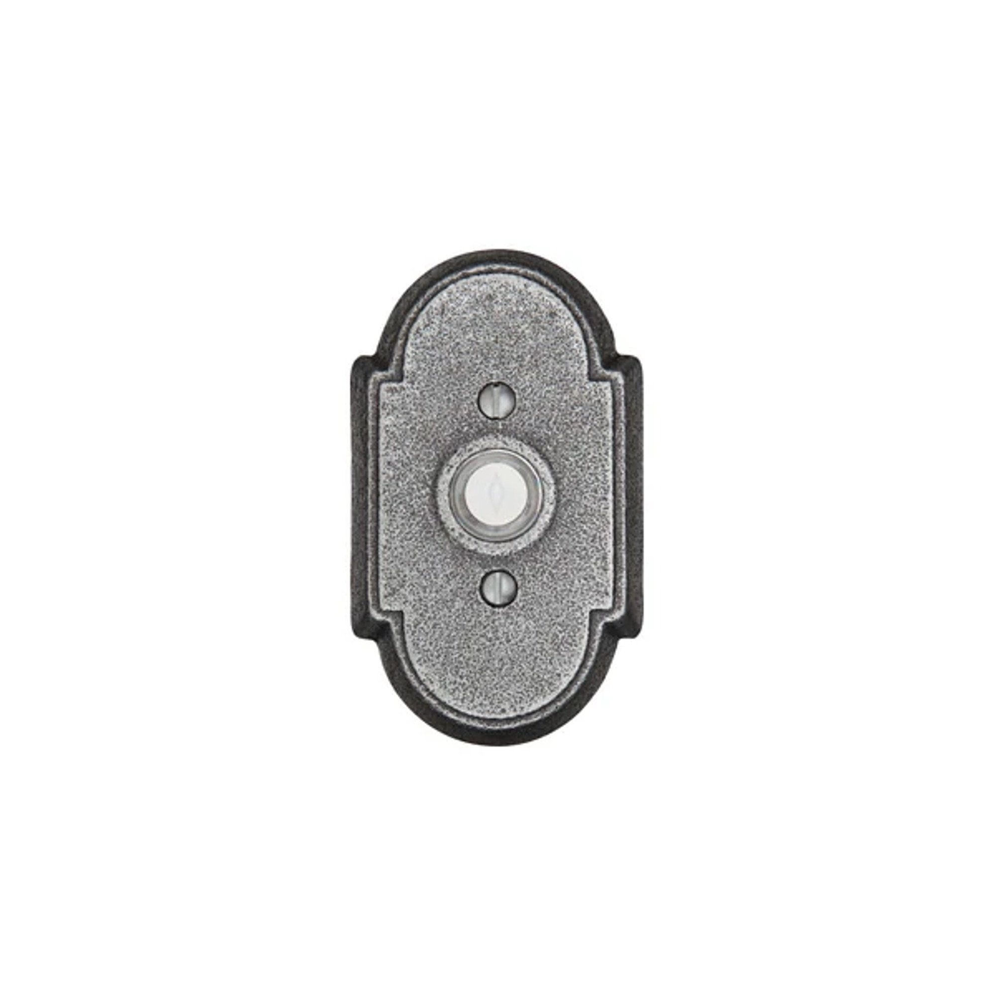 Victorian Hammered Iron Doorbell Plate — ornate scroll and leaf motifs, dark iron finish