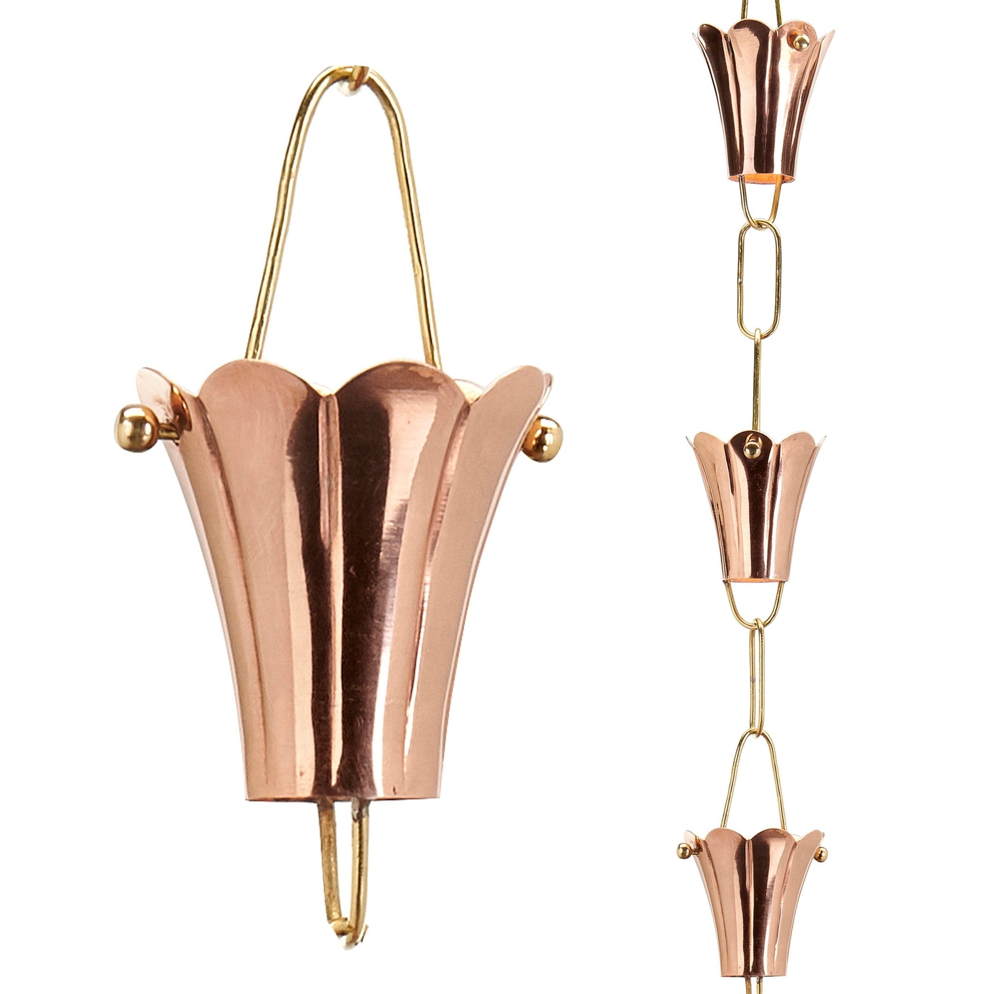Fluted Copper Rain Chain