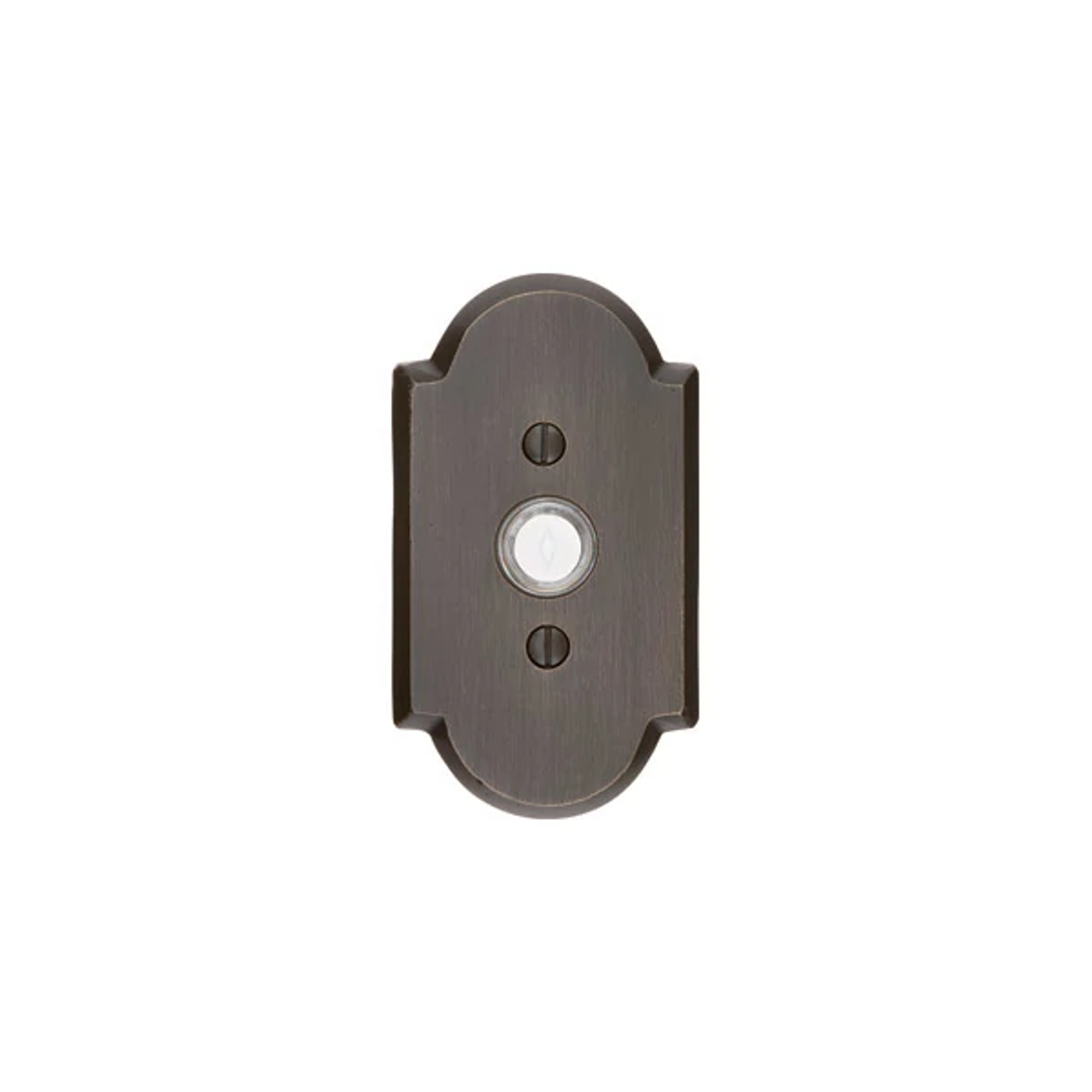 Rustic Copper Doorbell Plate — pre-patinated copper with intentional aged texture and organic edge
