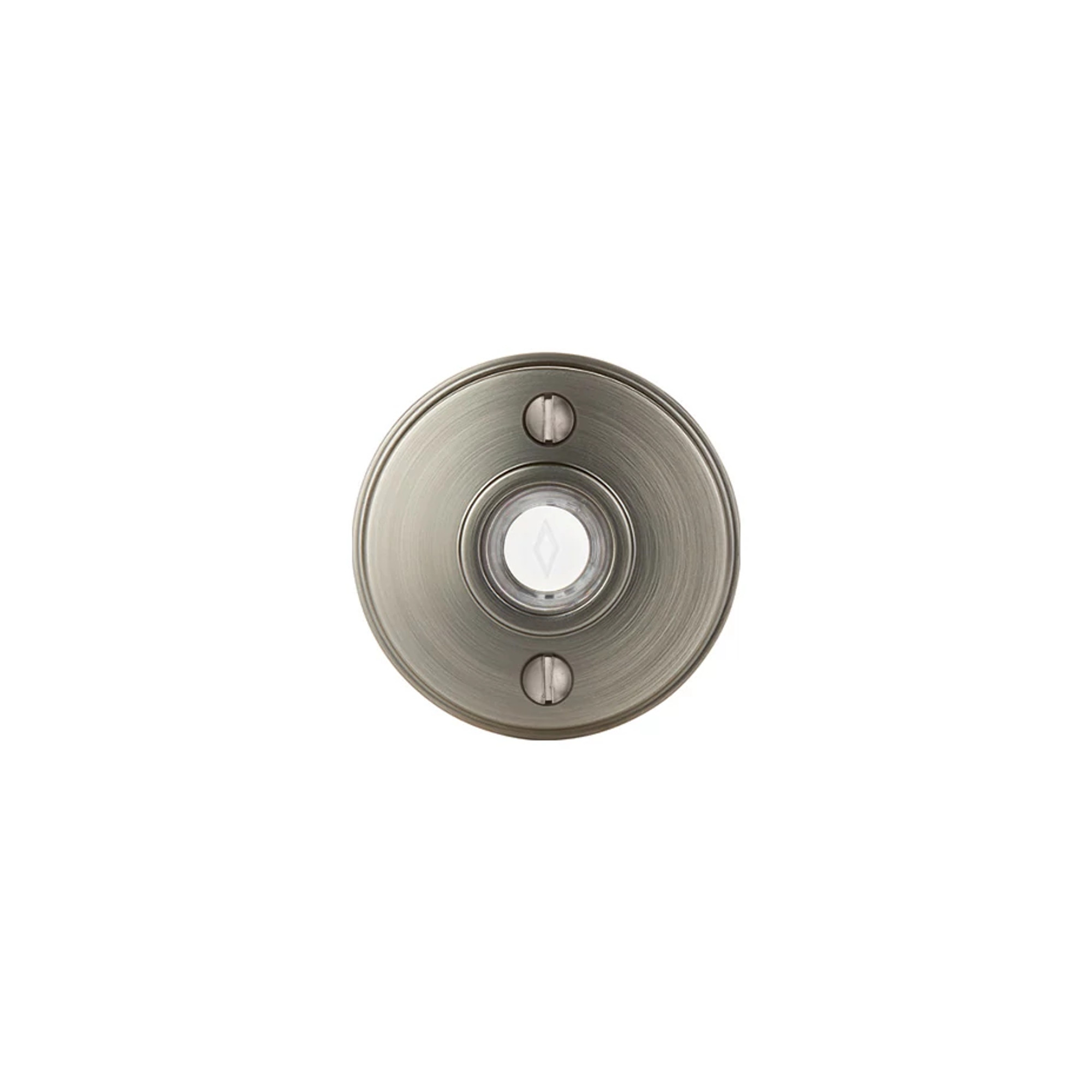 Simple Round Brass Doorbell Plate — clean satin brass circle with centered push button